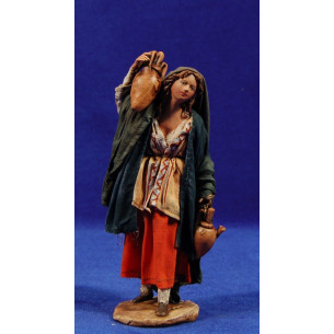 Pastorella con brocche 13 cm terracotta e stoffa dipinte Angela Tripi
