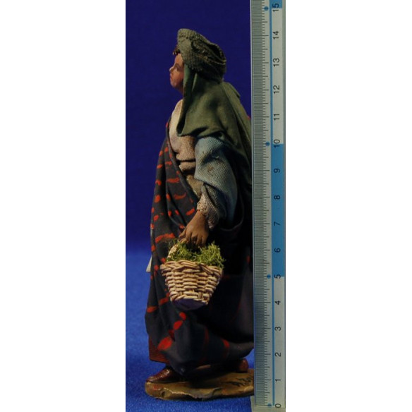 Woman with baskets 13 cm clay and clothes painted Angela Tripi