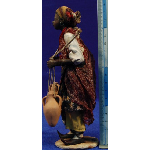 Black woman with jarrs 18 cm clay and clothes painted Angela Tripi