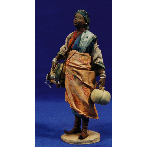 Black woman with pumpking 18 cm clay and clothes painted Angela Tripi