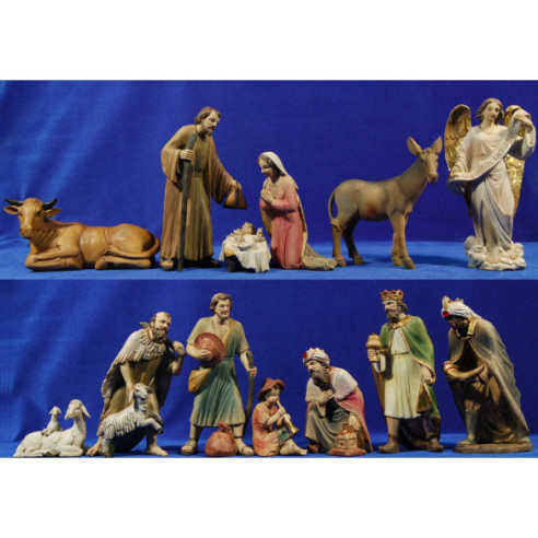 Nacimiento con reyes y pastores 20 cm resina