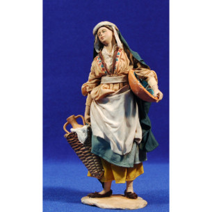 Pastora con jarra y zafata 18 cm barro y tela pintada Angela Tripi