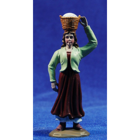 Pastora amb cistell al cap 8 cm plàstic Belenes Puig