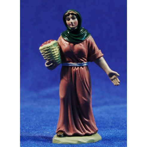 Pastora con cesto di pomodori 8 cm plastica Belenes Puig