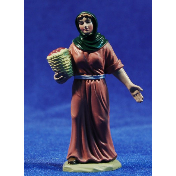 Pastora con cesto di pomodori 8 cm plastica Belenes Puig