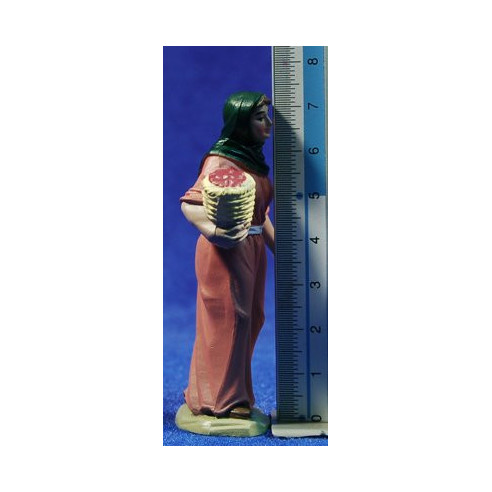 Pastora con cesto di pomodori 8 cm plastica Belenes Puig