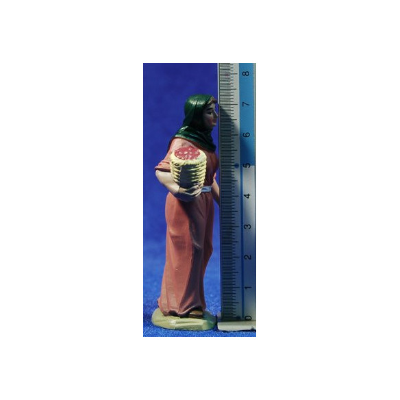 Pastora con cesto di pomodori 8 cm plastica Belenes Puig