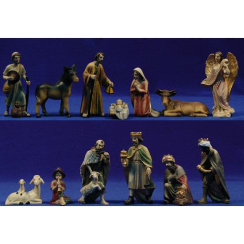 Nacimiento con reyes, pastores y niño 10 cm resina