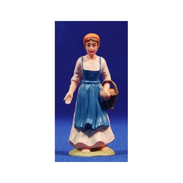 Pastora amb cistell i davantal 8 cm plàstic Belenes Puig