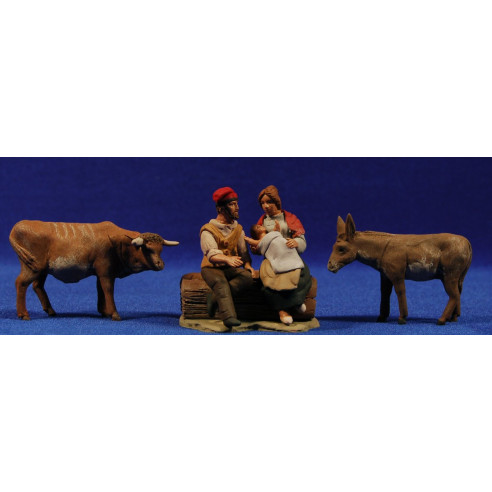 Natività catalana seduti 8 cm terracotta dipinte Delgado