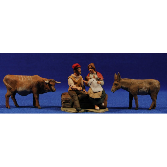 Natività catalana seduti 8 cm terracotta dipinte Delgado