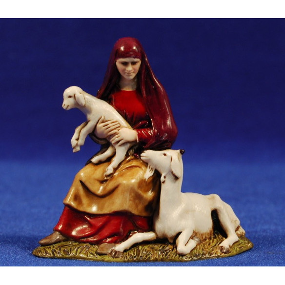 Pastora asseguda amb xai 10 cm plàstic Moranduzzo - Landi estil ebraic