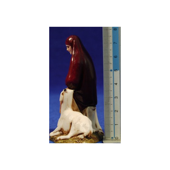 Pastora asseguda amb xai 10 cm plàstic Moranduzzo - Landi estil ebraic