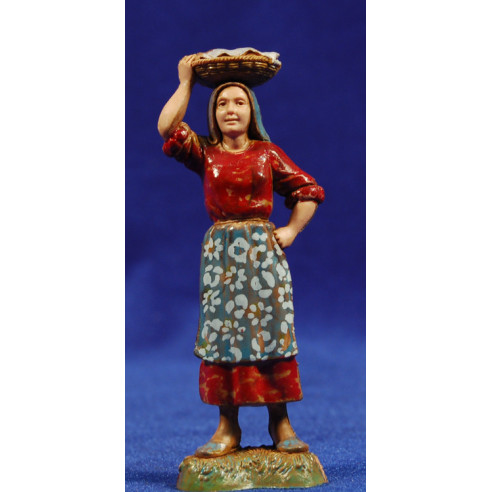 Pastora con cesto en la cabeza 10 cm plástico Moranduzzo - Landi estilo 700