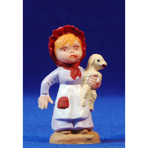 Niña con cordero 5 cm plástico moderno Belenes Puig