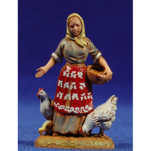 Pastora con gallinas 6 cm plástico Moranduzzo - Landi estilo 700