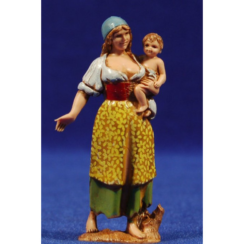 Pastora con niño 8 cm plástico Moranduzzo - Landi estilo costumista