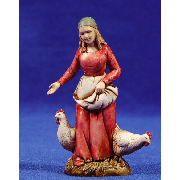 Shepherd with chickens 10 cm plastic Moranduzzo - Landi 700 style