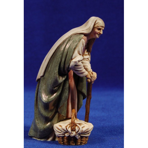 Pastora anciana con cesto y bastón 12-13  cm plástico Moranduzzo - Landi estilo ebraico