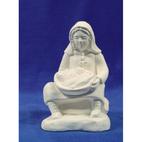 Non painted woman selling fish 20 cm chalk