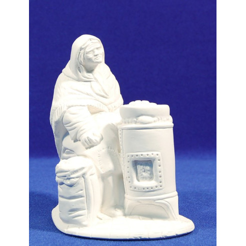 Non painted chestnut seller woman 20 cm chalk
