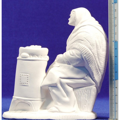 Non painted chestnut seller woman 20 cm chalk