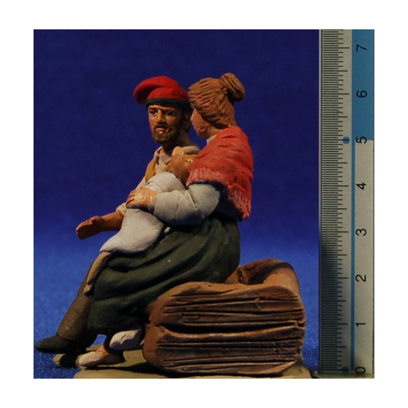 Natività catalana seduti 8 cm terracotta dipinte Delgado