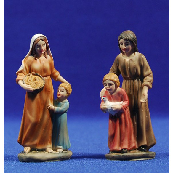 group two mothers with girls 8 cm resin Belenes Puig