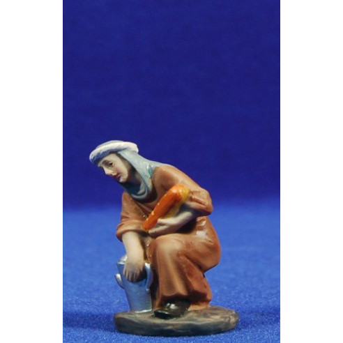Pastora adorant amb xai 8 cm resina Belenes Puig
