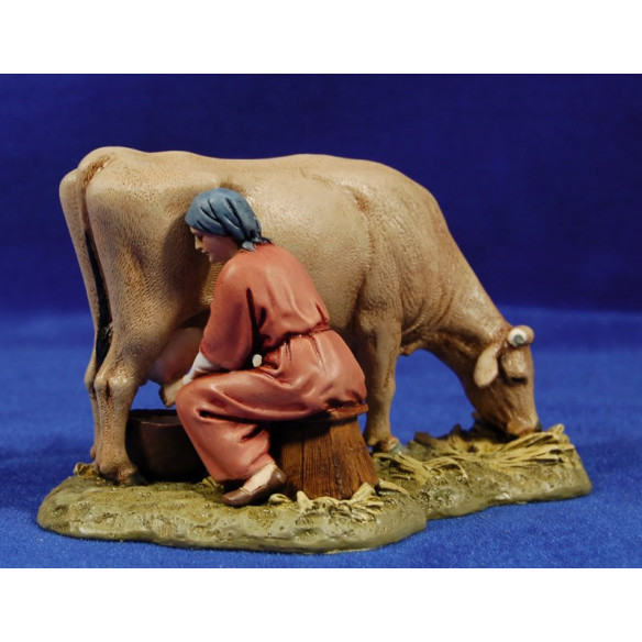 Shepherd women eith cow 12-13  cm resin Moranduzzo - Landi
