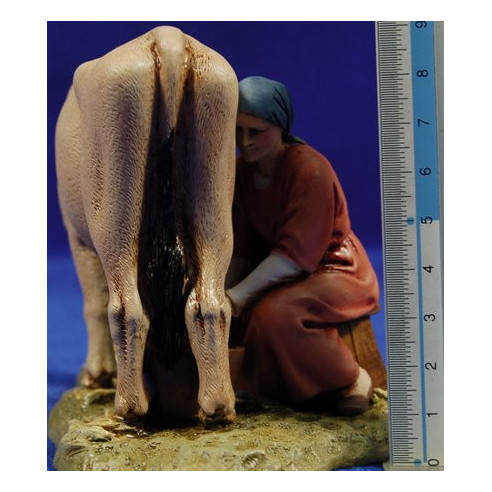 Shepherd women eith cow 12-13  cm resin Moranduzzo - Landi