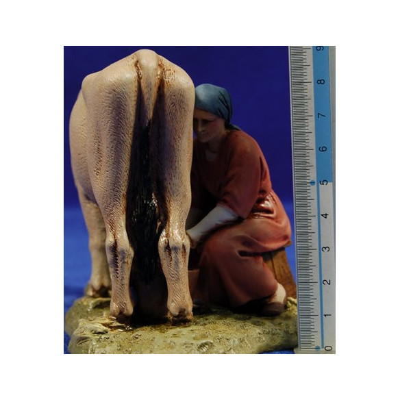 Shepherd women eith cow 12-13  cm resin Moranduzzo - Landi