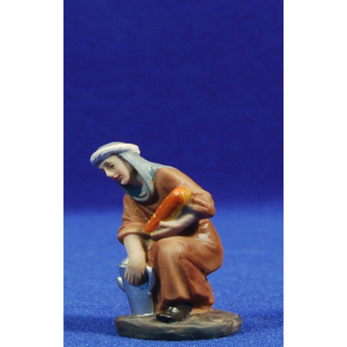 Pastora adorando con cordero 8 cm resina Belenes Puig