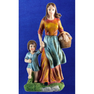 Pastora con niña 25 cm resina
