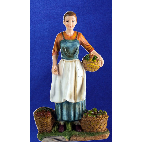 Pastora con cestini  25 cm resina