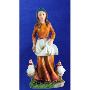 Pastora con gallinas 25 cm resina