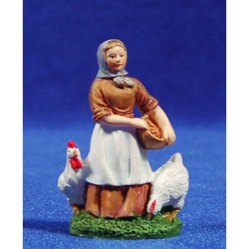 Pastora con gallinas 6 cm resina