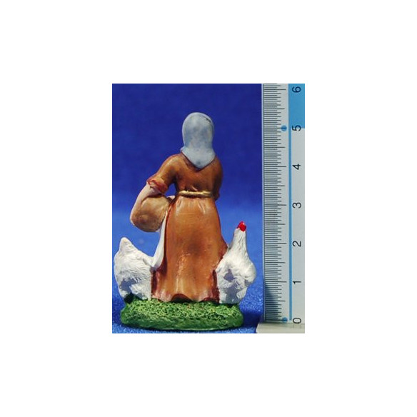 Pastora con gallinas 6 cm resina
