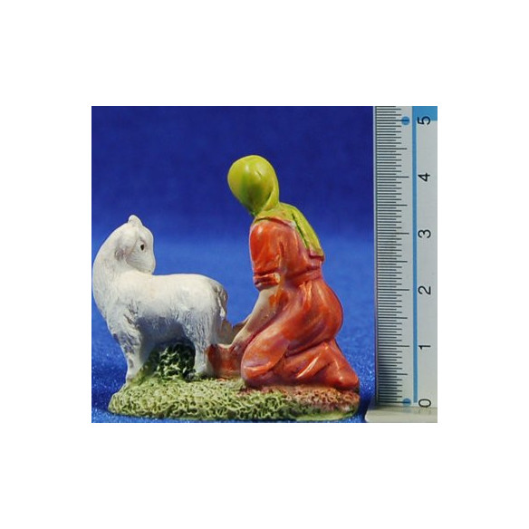 Woman with goat 6 cm resin