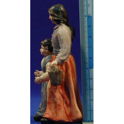 Pastora con niña 11 cm resina