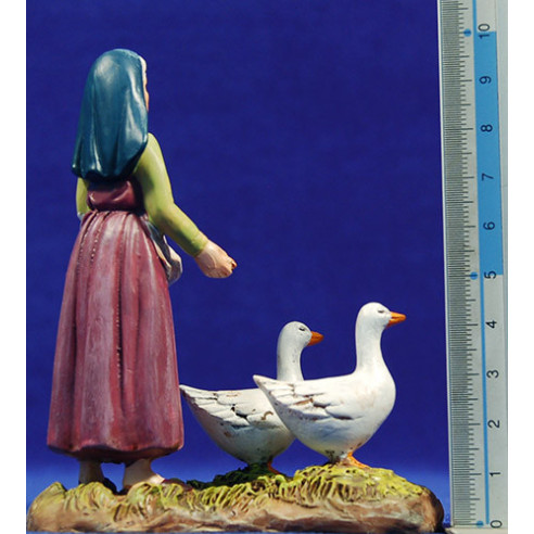 Pastora con ocas 10 cm resina Linea Martino Landi
