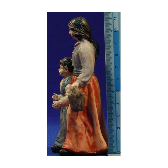 Pastora con niña 11 cm resina