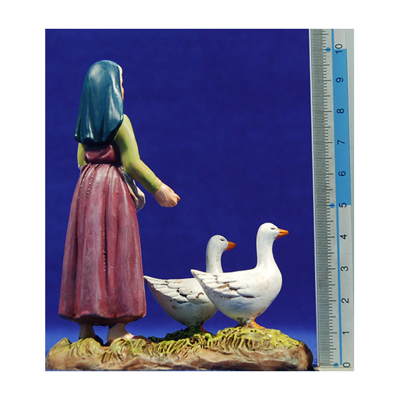 Pastora con ocas 10 cm resina Linea Martino Landi