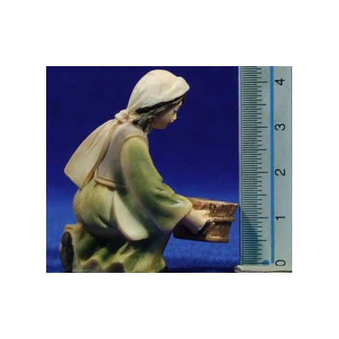 Pastora in ginocchio con capra 7 cm resina