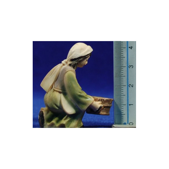 Pastora in ginocchio con capra 7 cm resina