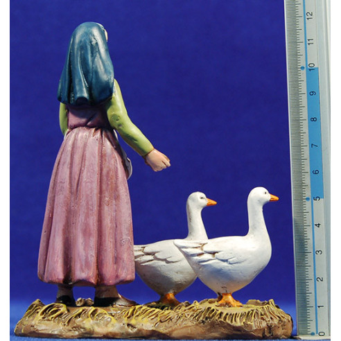 Pastora con ocas 12 cm resina Linea Martino Landi