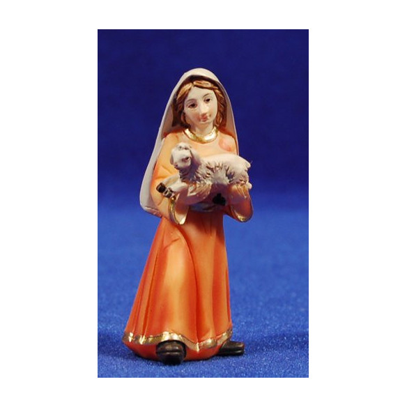 Woman with a lamb 7 cm resin