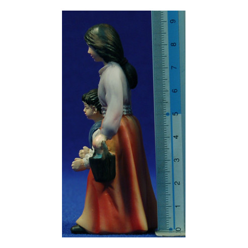 Pastora con niña 9 cm resina
