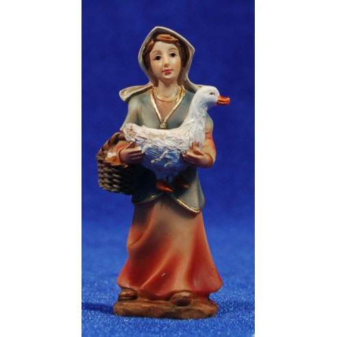 Sheperdess with a goose and a eggs basket 7 cm resin