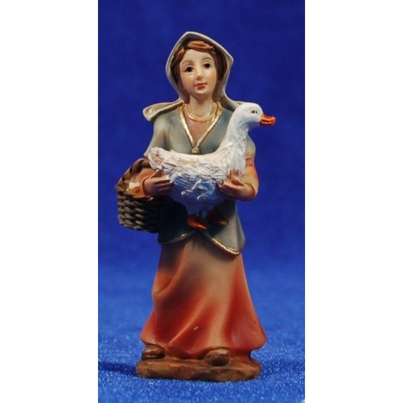 Sheperdess with a goose and a eggs basket 7 cm resin